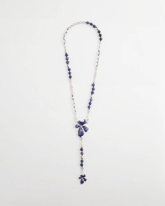 Chico's Blue Flower Long Y-Necklace Blue