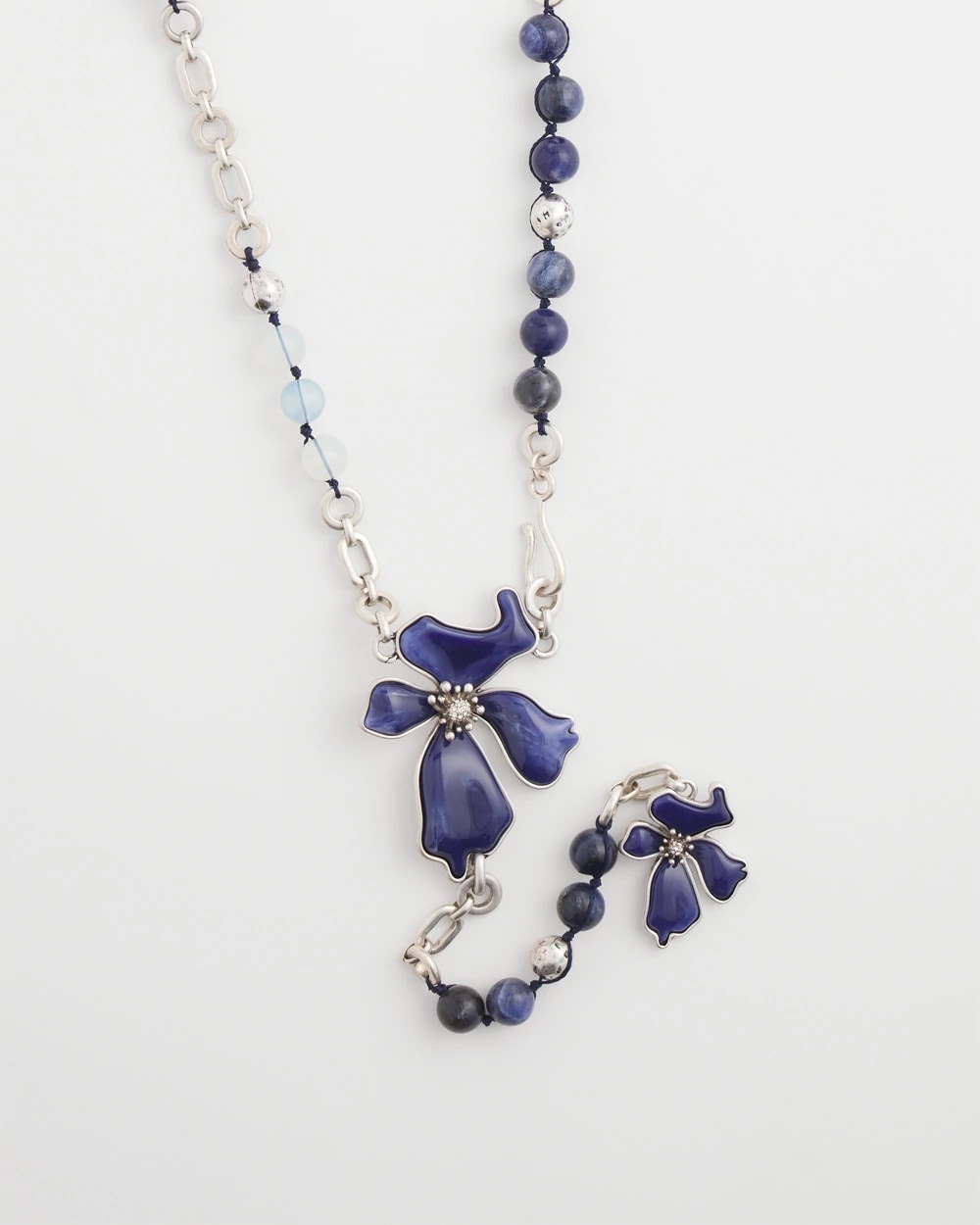 Chico's Blue Flower Long Y-Necklace Blue