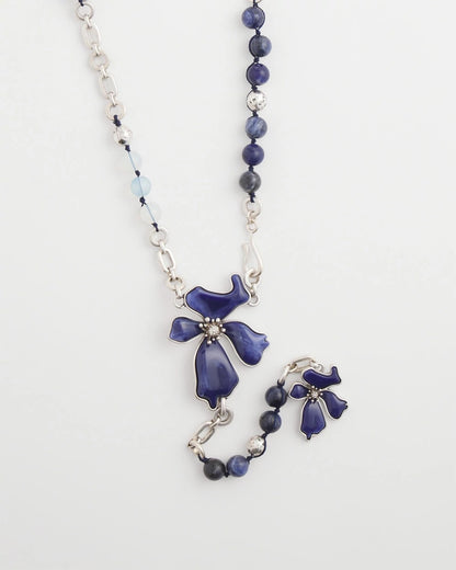 Chico's Blue Flower Long Y-Necklace Blue