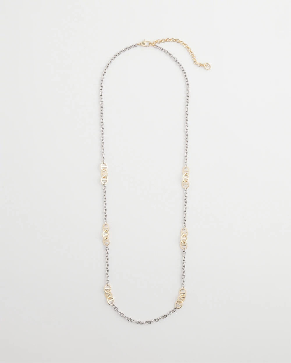 Chico's Mixed Metal Link Long Necklace Mixed Metals
