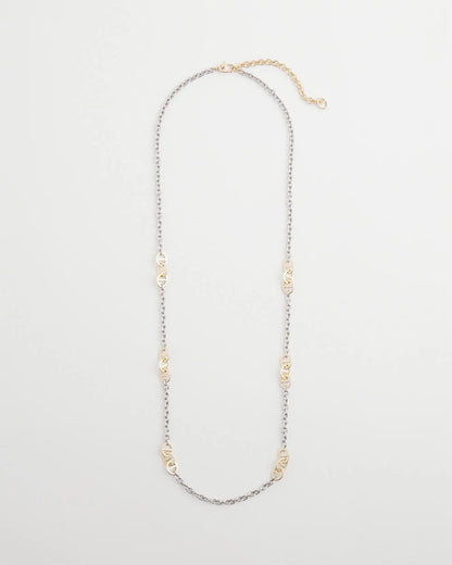 Chico's Mixed Metal Link Long Necklace Mixed Metals