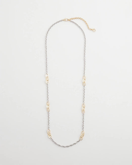 Chico's Mixed Metal Link Long Necklace Mixed Metals
