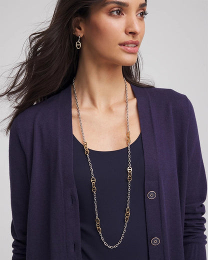 Chico's Mixed Metal Link Long Necklace Mixed Metals