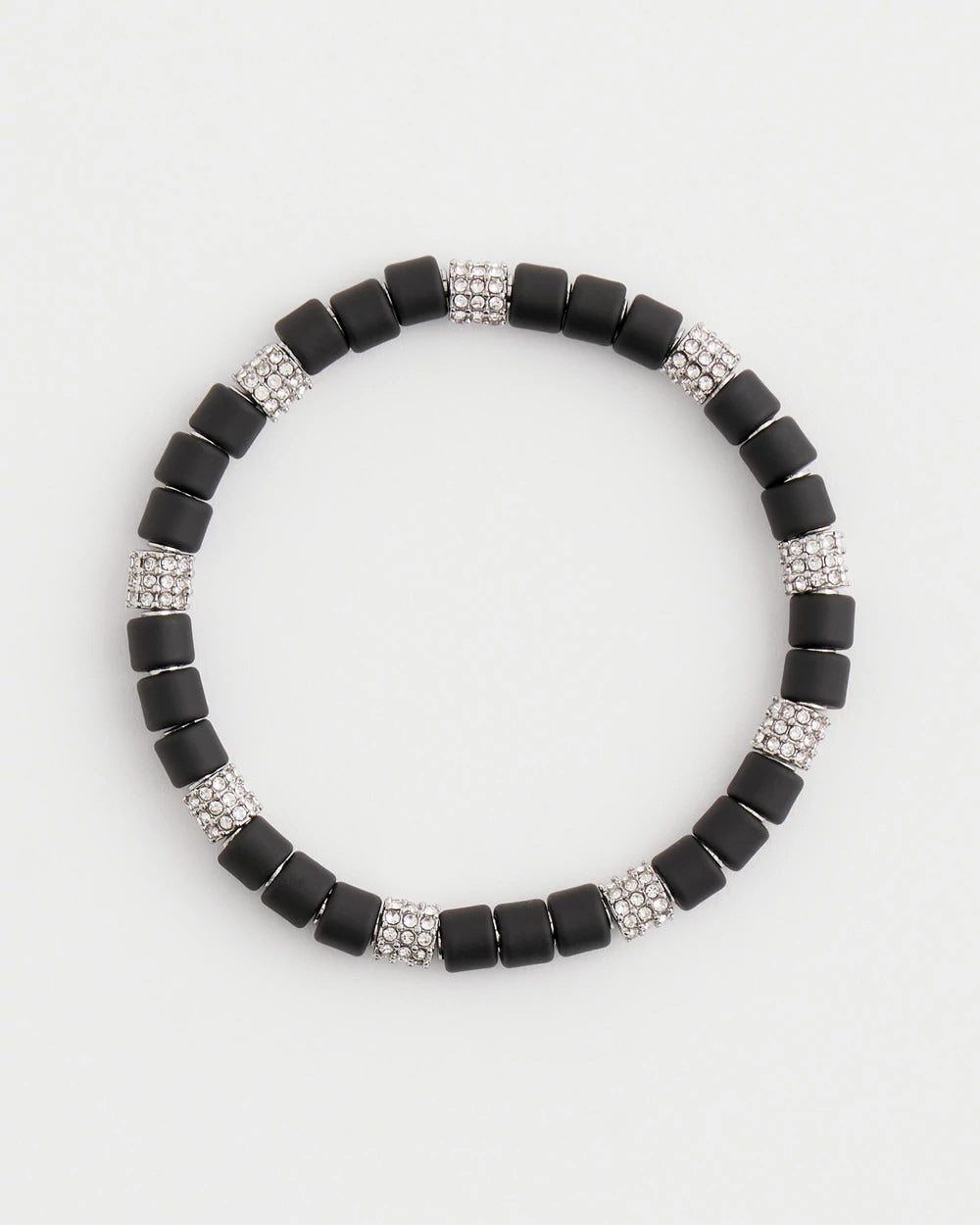 Chico's Black Barrel Bead Stretch Bracelet Black