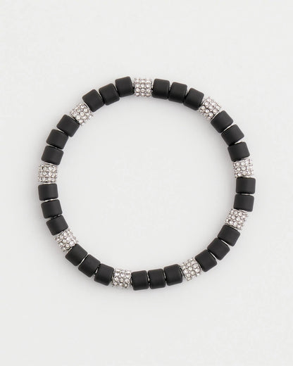 Chico's Black Barrel Bead Stretch Bracelet Black
