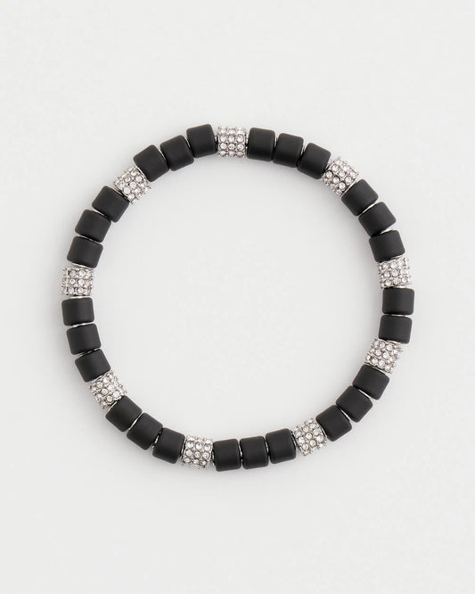 Chico's Black Barrel Bead Stretch Bracelet Black
