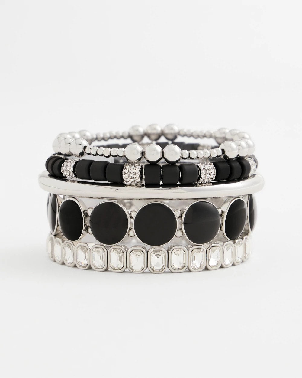 Chico's Black Barrel Bead Stretch Bracelet Black