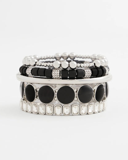 Chico's Black Barrel Bead Stretch Bracelet Black