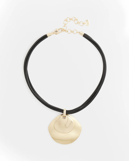 Chico's Gold Pendant On Cord Gold