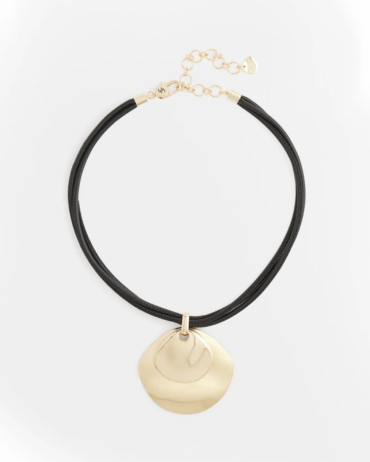 Chico's Gold Pendant On Cord Gold