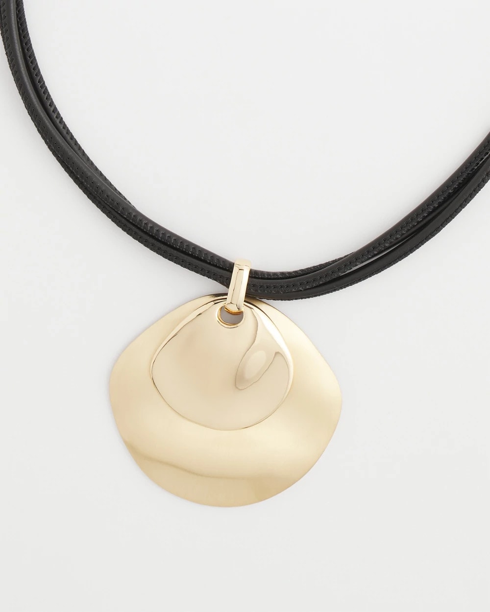 Chico's Gold Pendant On Cord Gold
