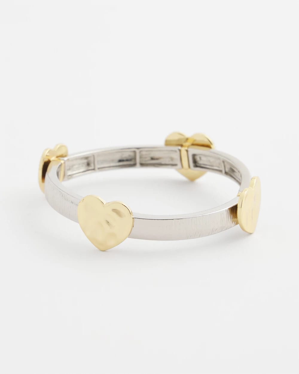 Chico's Mixed Metal Heart Stretch Bracelet Mixed Metals
