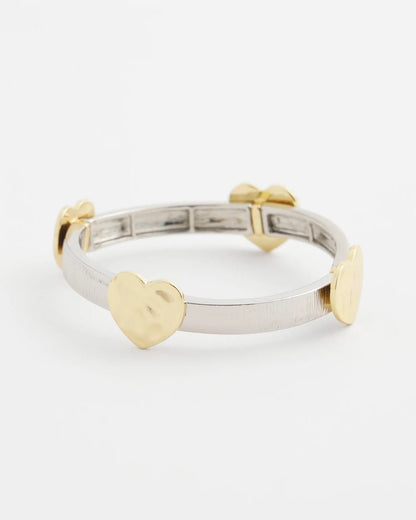 Chico's Mixed Metal Heart Stretch Bracelet Mixed Metals