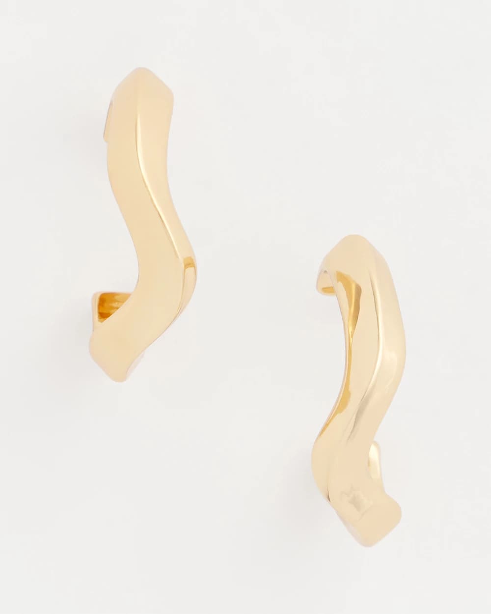 Chico's Gold Wavy Hoop Earrings Gold