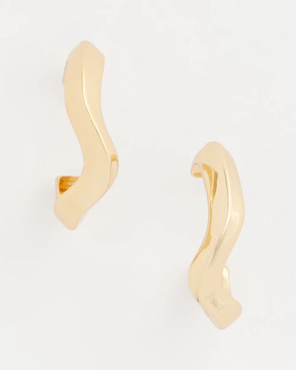 Chico's Gold Wavy Hoop Earrings Gold
