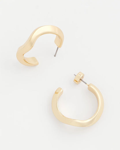 Chico's Gold Wavy Hoop Earrings Gold