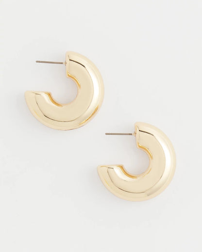 Chico's Gold Puff Hoop Earrings Gold