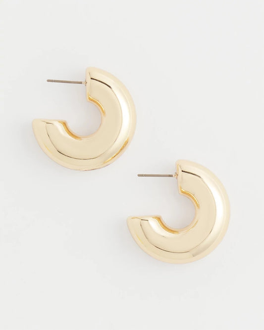 Chico's Gold Puff Hoop Earrings Gold