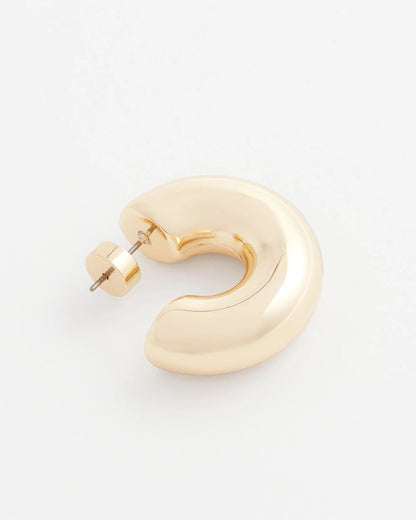 Chico's Gold Puff Hoop Earrings Gold