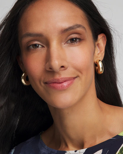 Chico's Gold Puff Hoop Earrings Gold