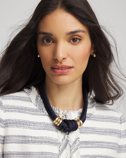 Chico's Navy Knot Rope Necklace Navy
