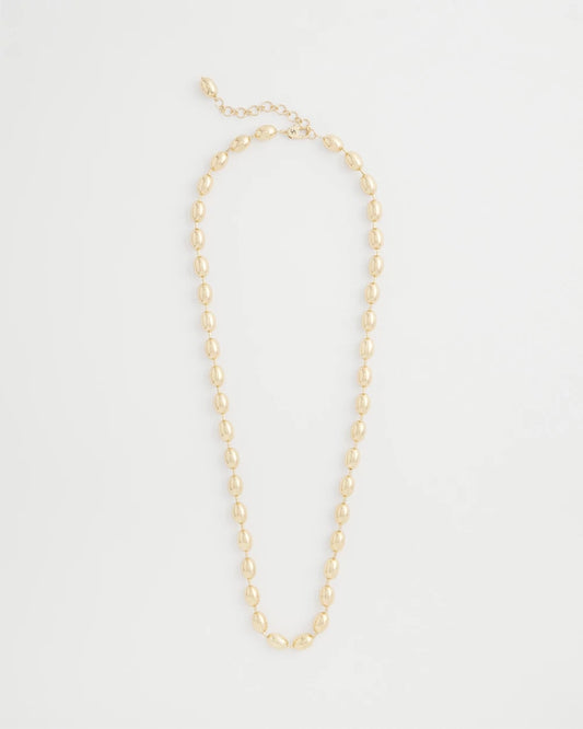 Chico's Gold Bead Long Single Strand Necklace Gold