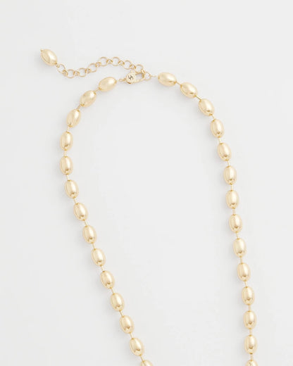 Chico's Gold Bead Long Single Strand Necklace Gold