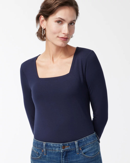Chico's Touch of Cool™ Square Neck Tee Classic Navy