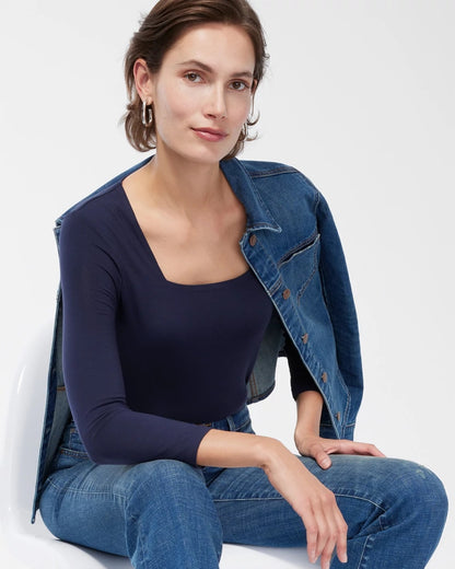 Chico's Touch of Cool™ Square Neck Tee Classic Navy