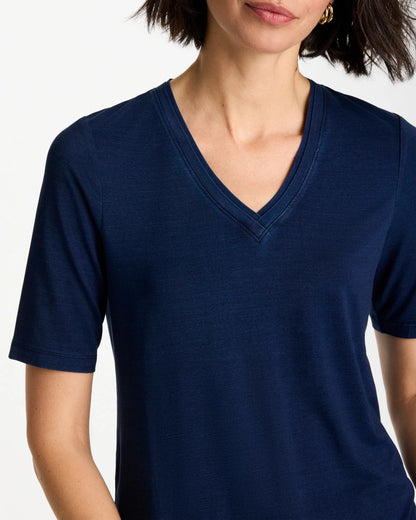 Chico's Cotton Slub V-Neck Tee Riviera Authentic