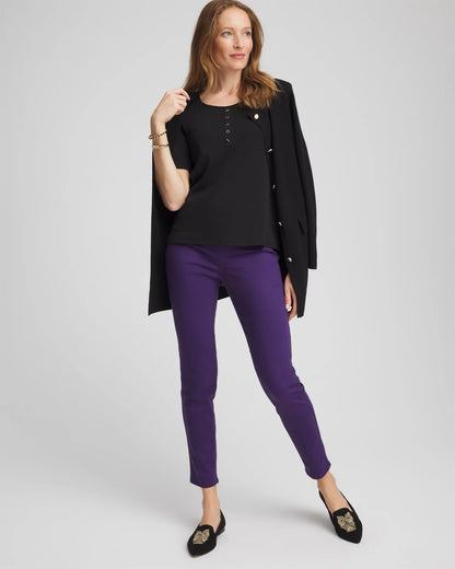 Chico's Pima Cotton Henley Tee Black