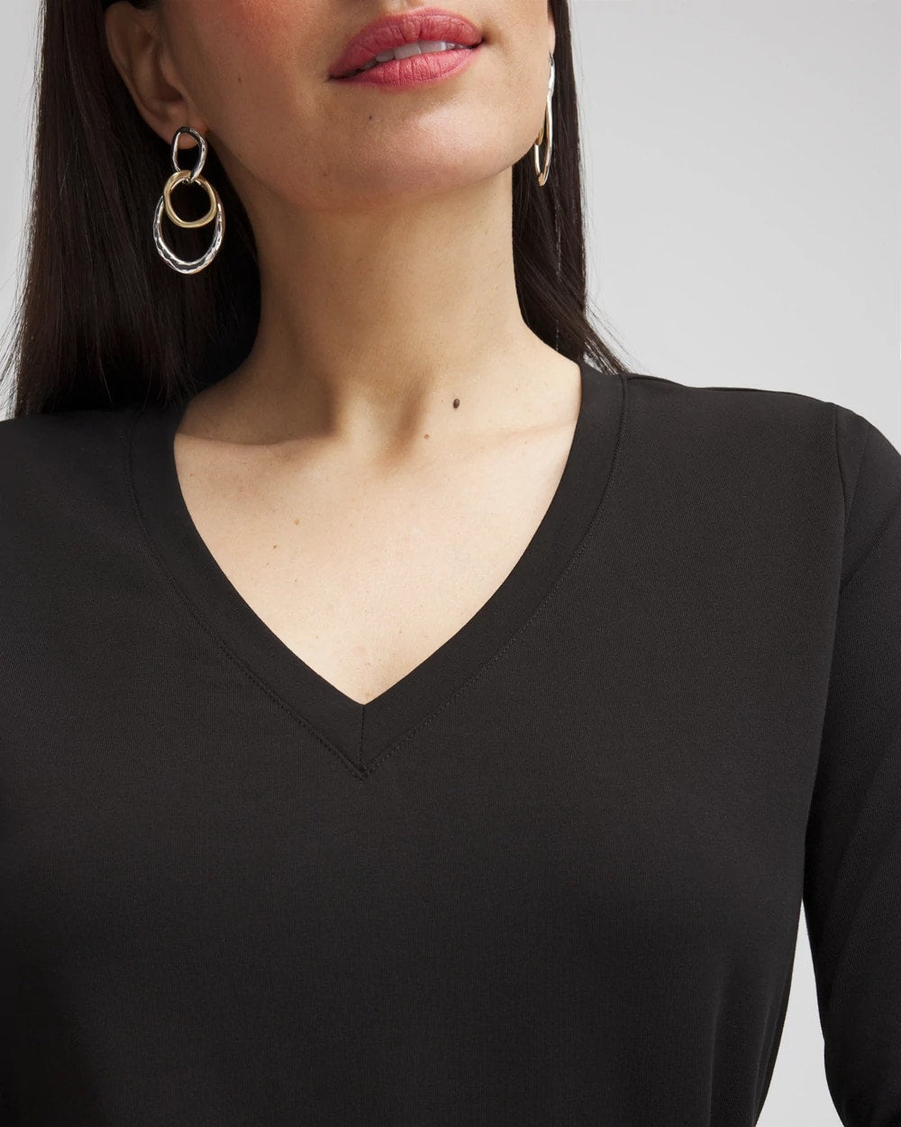Chico's 3/4 Sleeve Perfect Tee Black