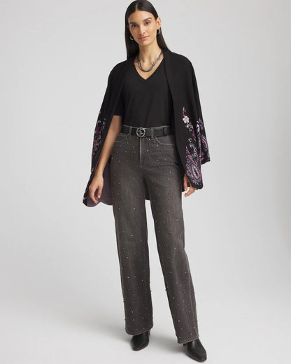 Chico's Perfect Elbow Sleeve Tee Black