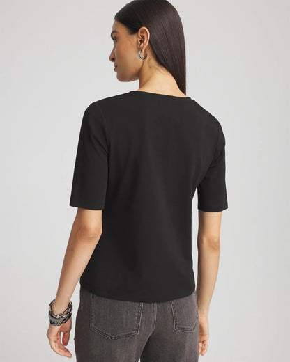 Chico's Perfect Elbow Sleeve Tee Black