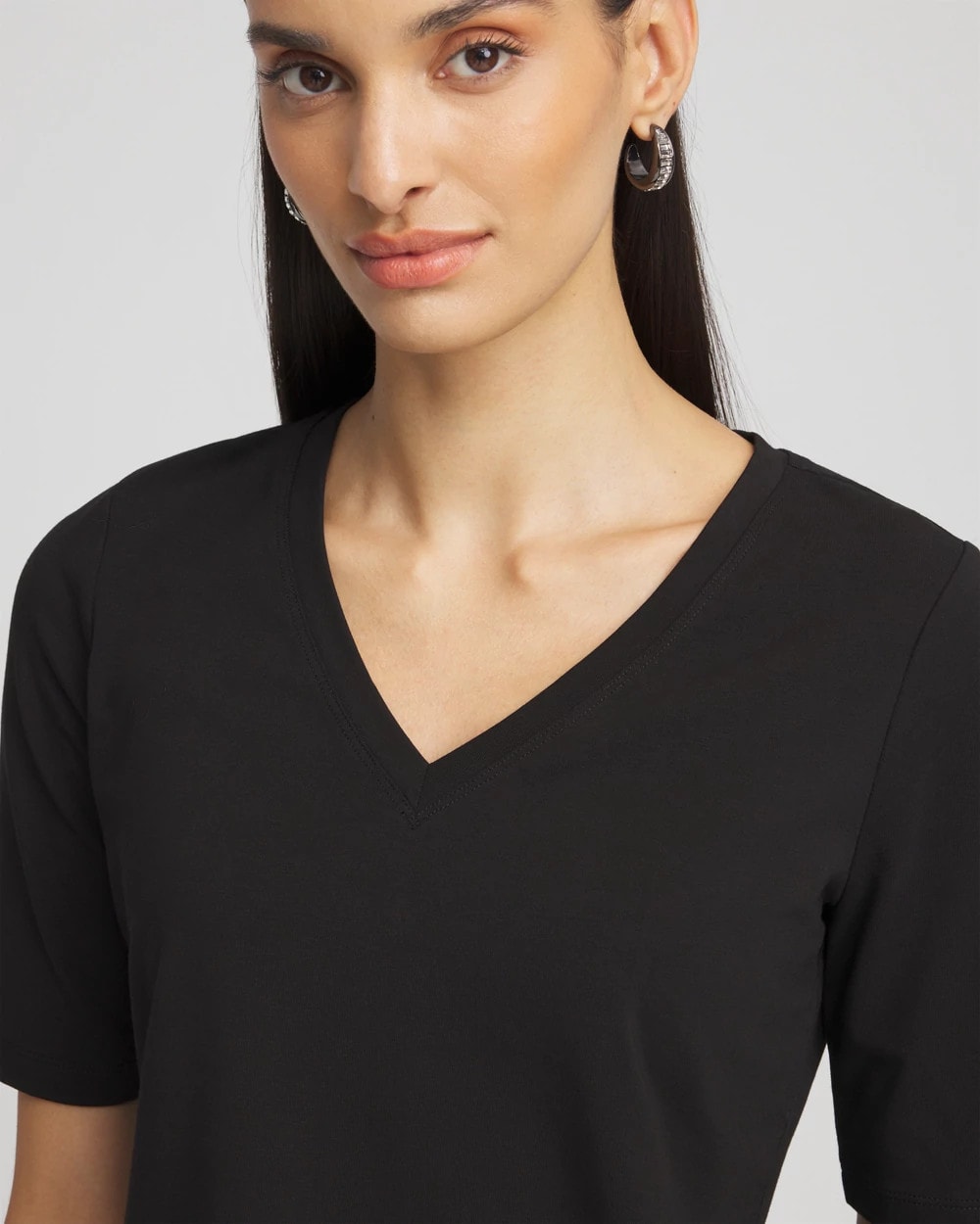 Chico's Perfect Elbow Sleeve Tee Black