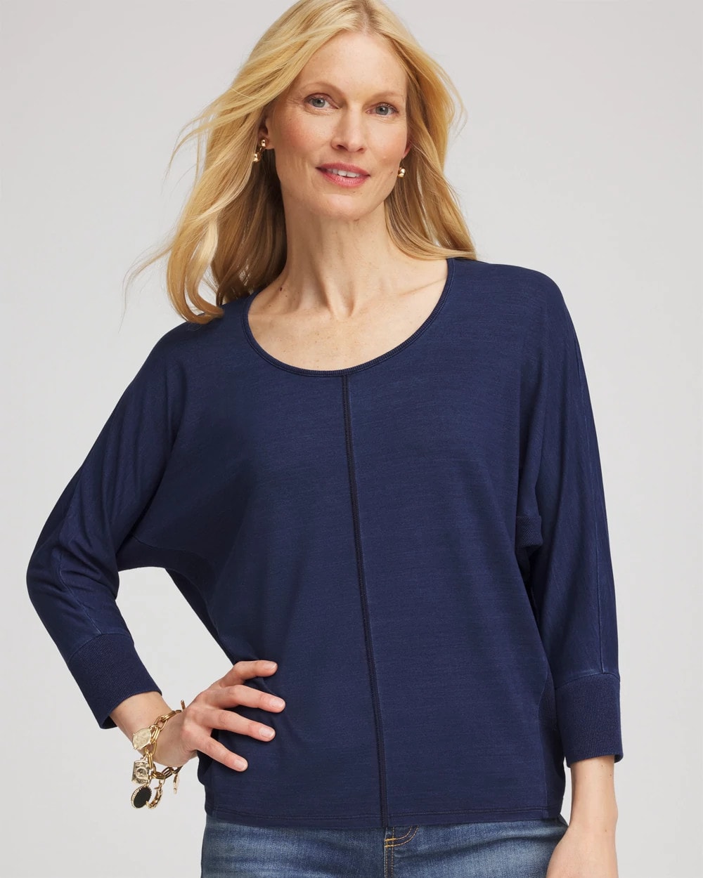 Chico's Dolman Denim Tee Riviera Authentic