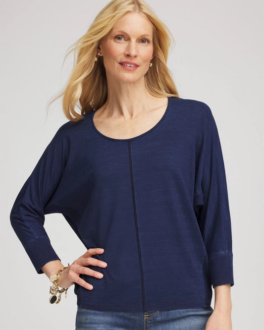 Chico's Dolman Denim Tee Riviera Authentic