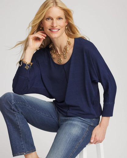 Chico's Dolman Denim Tee Riviera Authentic