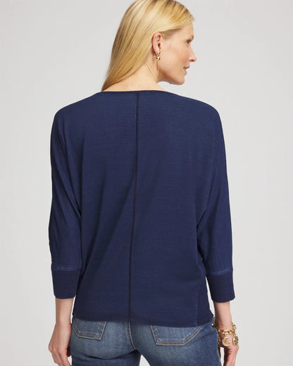 Chico's Dolman Denim Tee Riviera Authentic