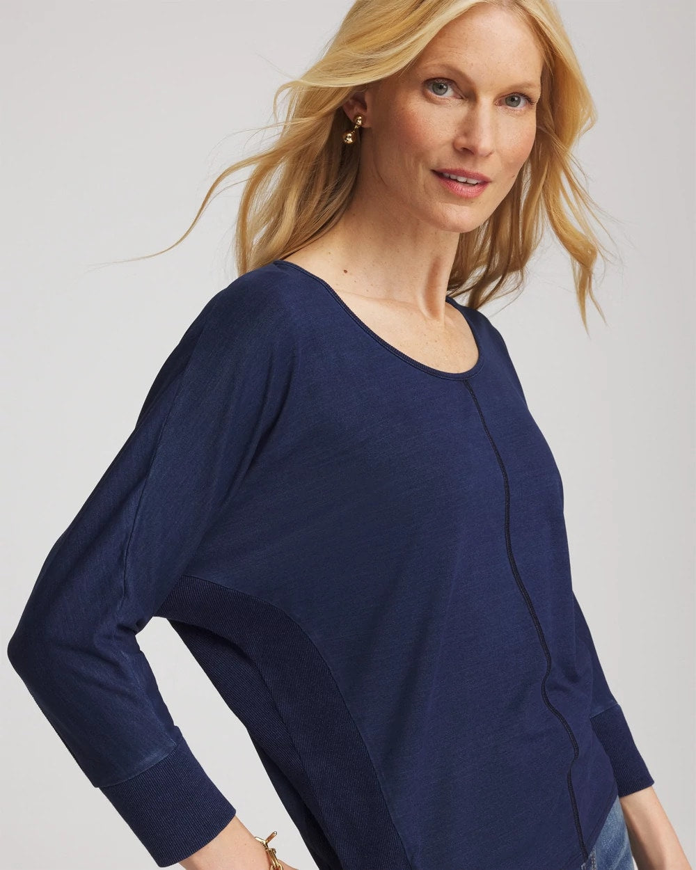 Chico's Dolman Denim Tee Riviera Authentic