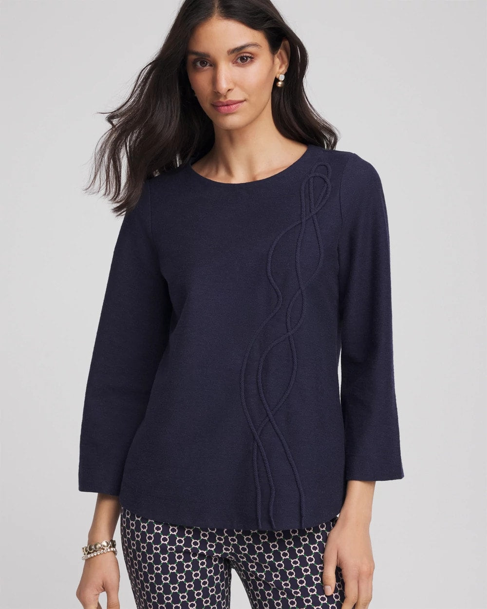 Chico's Denim Soutache Top Denim