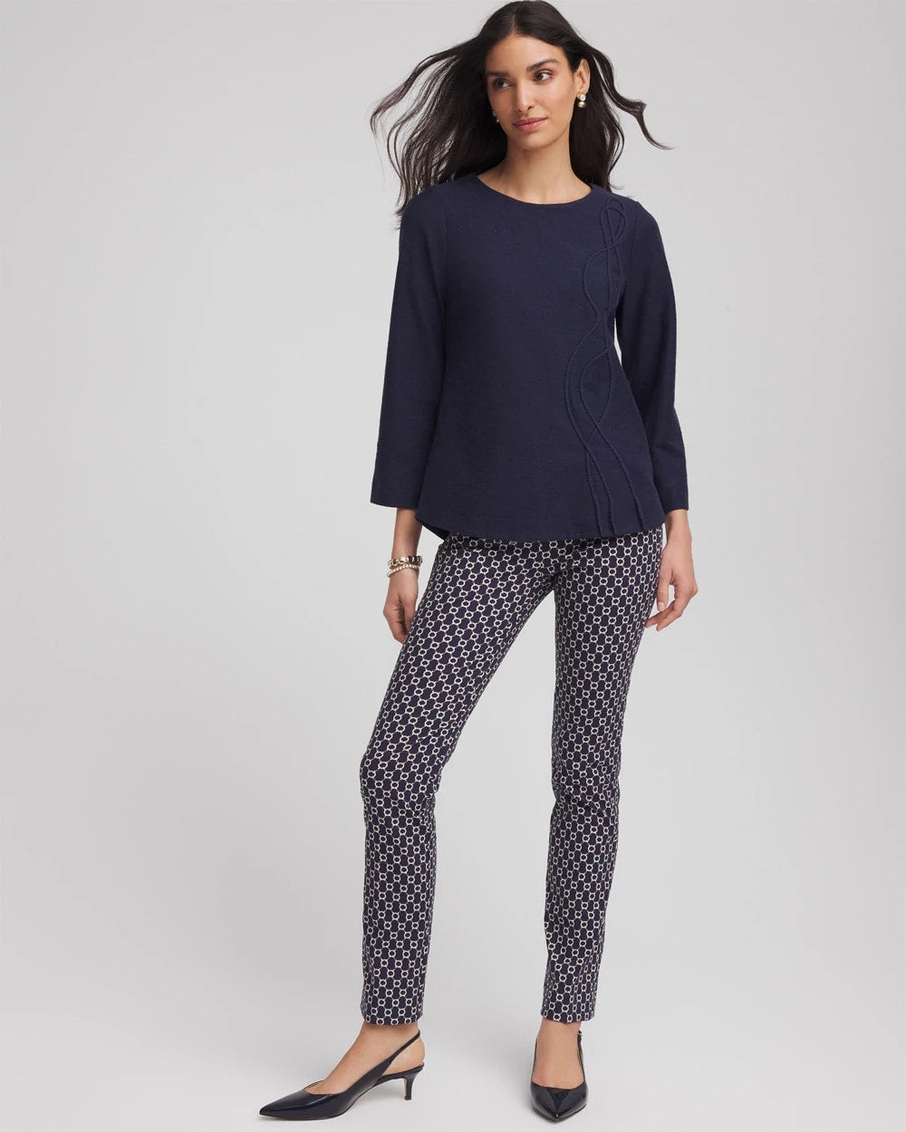 Chico's Denim Soutache Top Denim