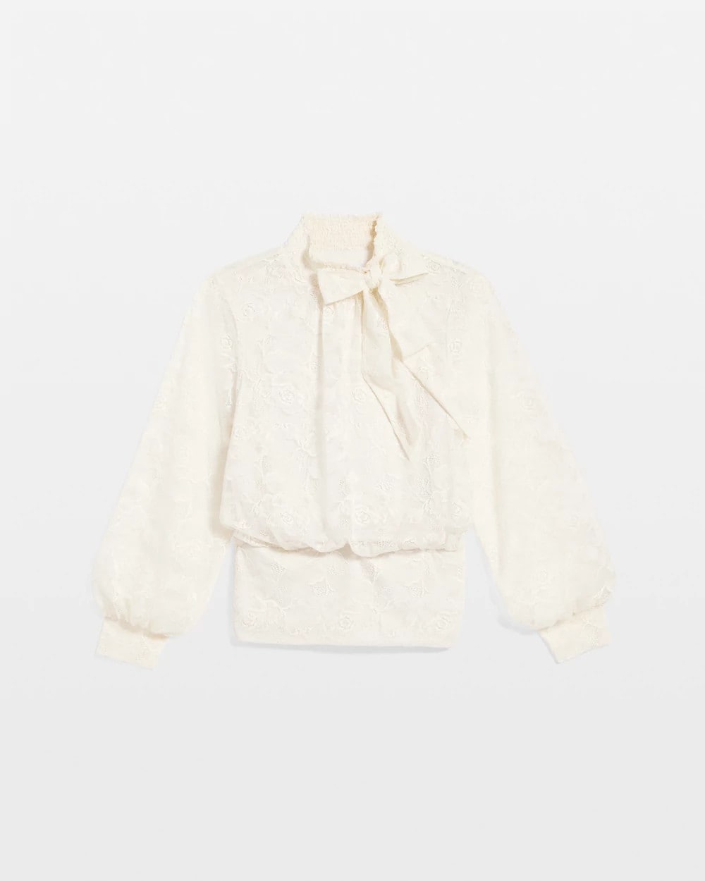 Chico's Tie-Neck Banded-Bottom Top English Cream