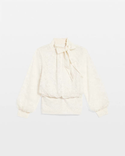Chico's Tie-Neck Banded-Bottom Top English Cream