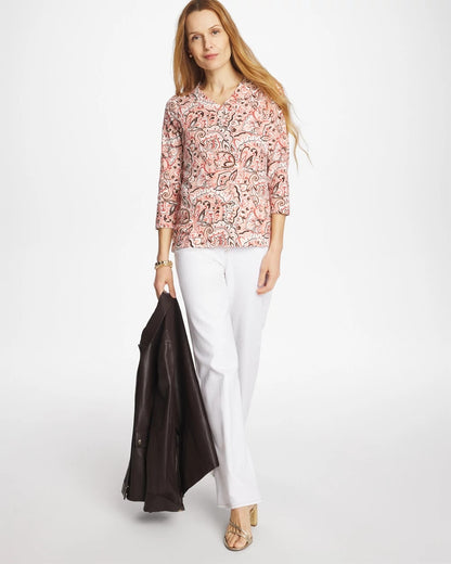Chico's Pima 3/4 Sleeve Tee Rose Smoke