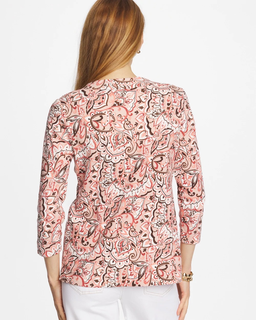 Chico's Pima 3/4 Sleeve Tee Rose Smoke
