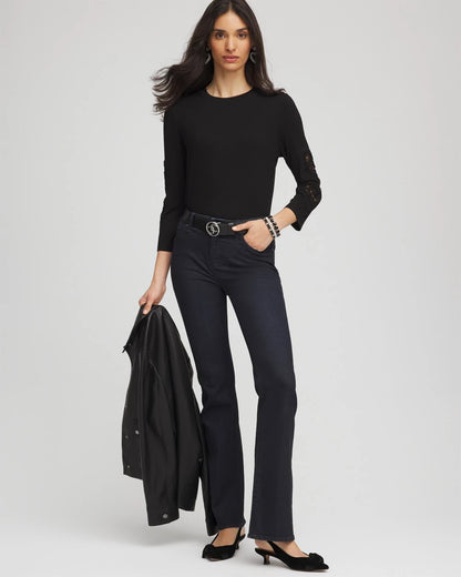 Chico's Heart Sleeve Detail Tee Black