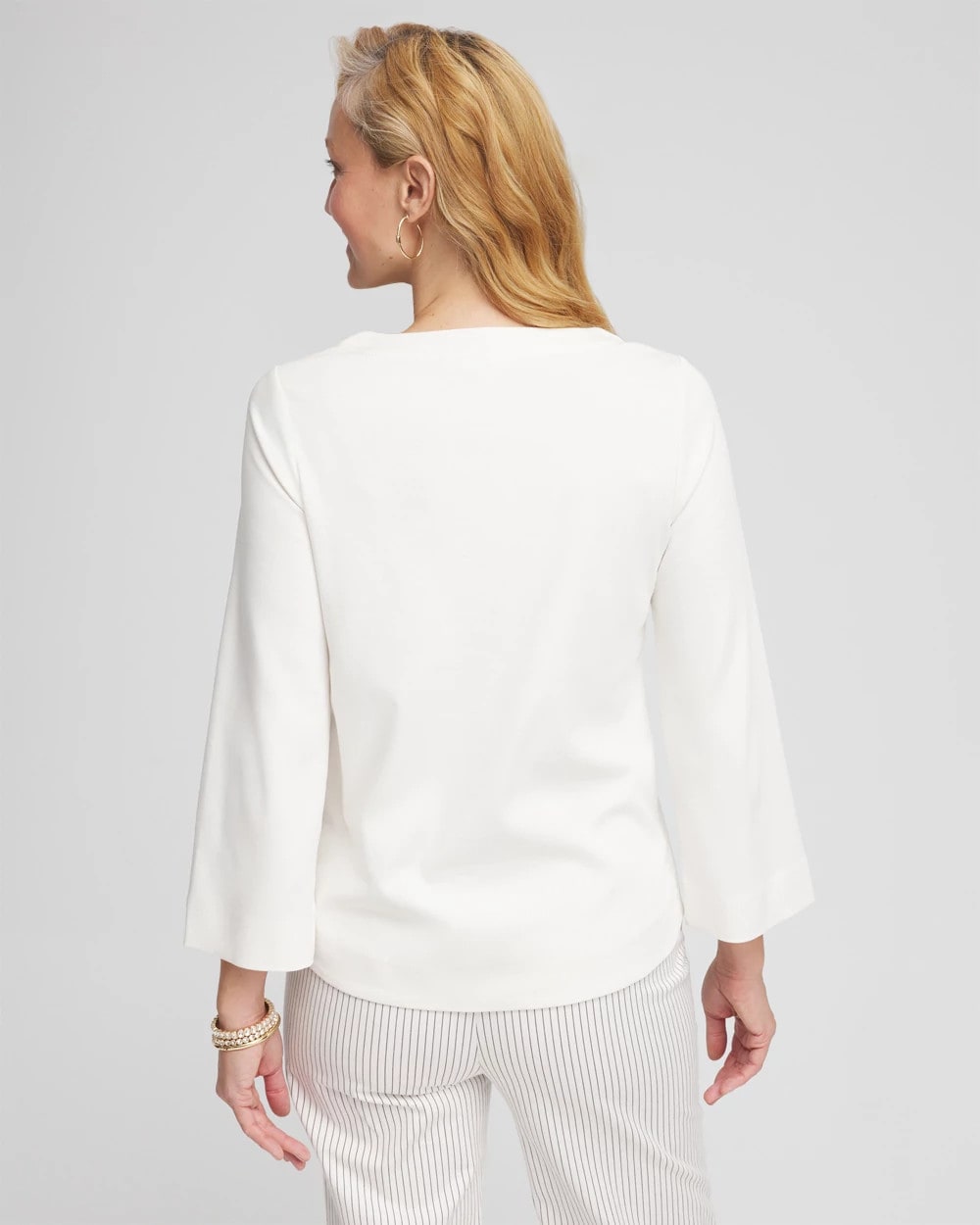 Chico's Soutache Stitch Top Ecru