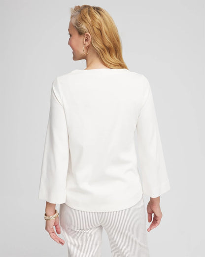 Chico's Soutache Stitch Top Ecru