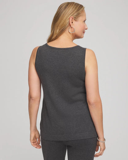 Chico's Travelers™ Rhinestone Tank Graphite Gray